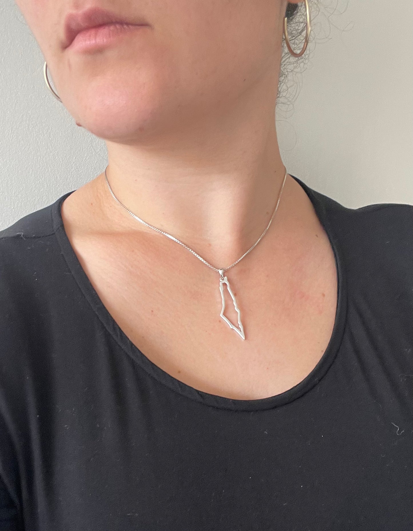 Palestine Map silver pendant (large)