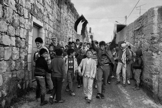 Friday demonstration in the village of Al-Mazra'a ash-Sharqiya, 1988, by Joss Dray