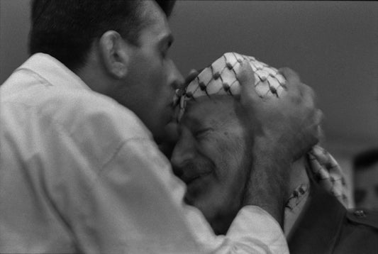 Zakaria Zubeidi and Yasser Arafat, Jenin, 2002, by Joss Dray