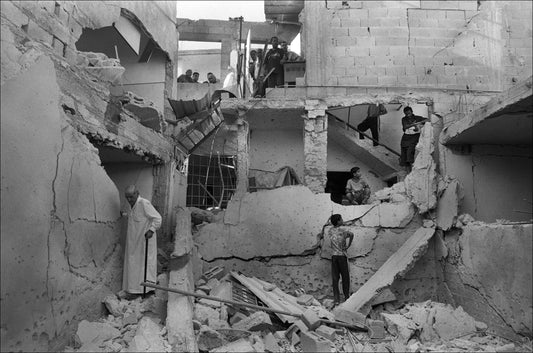 Destruction by the Israeli army of the last house in the Jenin refugee camp, 2003, by Joss Dray